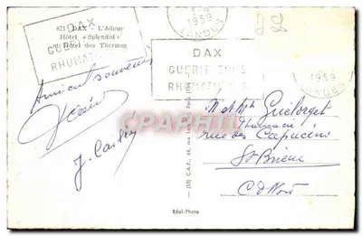 Widok z Dax — Hotel Splendid i Hotel des Thermes — wydawca C.A.P. nr 871 — Rewers