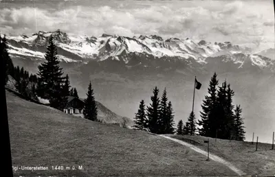 Rigi-Unterstetten 1440 m n.p.m. — widok panoramiczny Alp szwajcarskich — Verlag Globetrotter G.m.b.H., Luzern