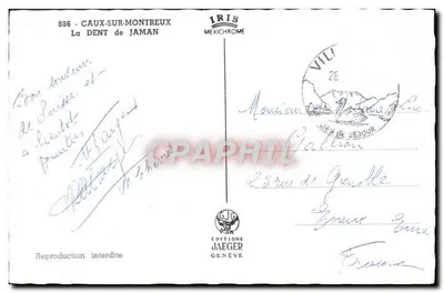 Caux-sur-Montreux — A Dente de Jaman — Edições Jaeger Genebra — Verso