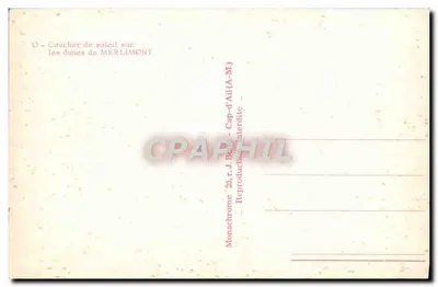 Zonsondergang over de duinen van MERLIMONT — Cap-d'All (A-M) — Monachrome 25, r. J. Beug — Achterkant