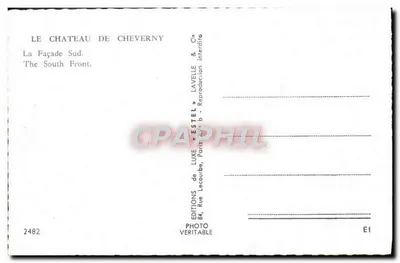 Zamek Cheverny — Front Południowy — Wydawca Estel, nr 2482 — Rewers
