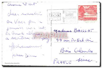 Lausanne, general view and the Alps of Savoy — Photo. Tartori, Geneva, No. 543 — Back