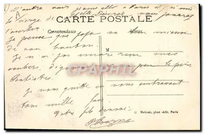 Paris — O Conde de Lambert em seu avião Wright passando sobre a Torre Eiffel durante seu famoso voo de Juvisy, ida e volta em 49 m. em 18 outubro 1909 — C.M. — Verso