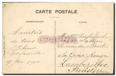 Monoplano « Tellier » pilotado por Dubonnet — J. Hauser, fot.-édit., Paris — n° 1278 — Verso
