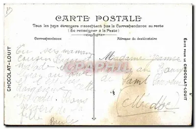 Aviation — First flight of a biplane — Chocolat-Louit — Back