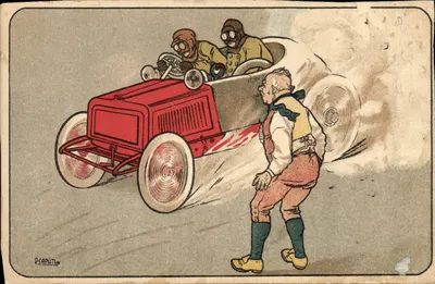 Corrida de automóvel — ilustração — R. CAPUTI