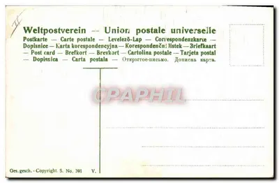 Giełda czy samochód — karikatura spekulanta i kierowcy — Weltpostverein, nr 391 — Rewers