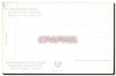 Trajes iugoslavos — Dalmácia — V. Meneghelo-Dinčić, Mapa IV-11 — Verso