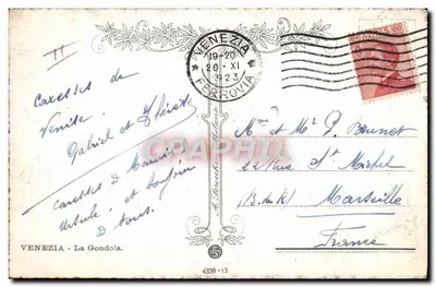 Venise - La Gondola — T.J. Visoni, n°4338-13 — Verso
