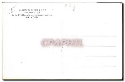 Avião Douglas DC-3 — Argélia — Cie Générale de Transports Aériens — Verso