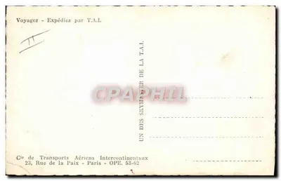 Avião de linha T.A.I. — Companhia de Transportes Aéreos Intercontinentais — editor T.A.I. — Verso