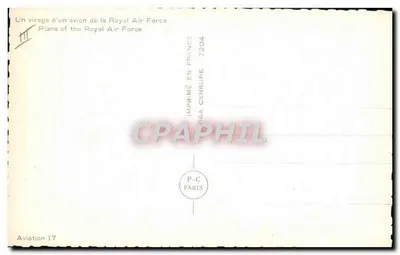 Avião da Royal Air Force — viragem — Impresso na França 7204 — Verso