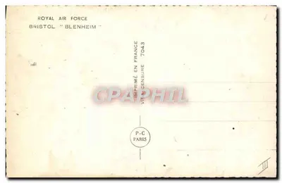 Samoloty Royal Air Force — Bristol Blenheim — wydrukowane w Francji — Rewers