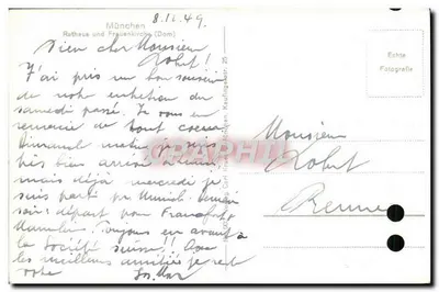 Munich. Rathaus i Frauenkirche (Katedra) — widok z lotu — wydawca nie widoczny — Rewers