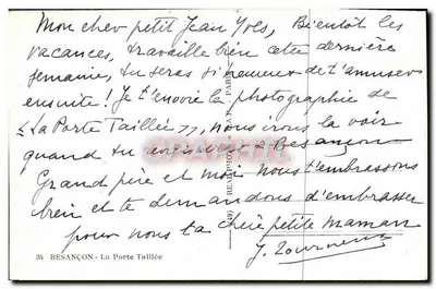 A Porta Cortada — Besançon — editor REALPHOTO n°49 — Verso