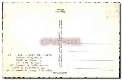 Góry Aude — Przejście Pierre Lys — W pobliżu Quillan — Wydawca: Wydawnictwo Théoujac — Rewers