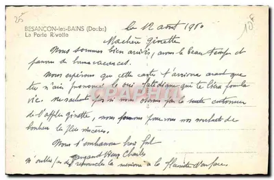 La Porte Rivotte — Besançon-les-Bains (Doubs) — onbekende uitgever — Achterkant