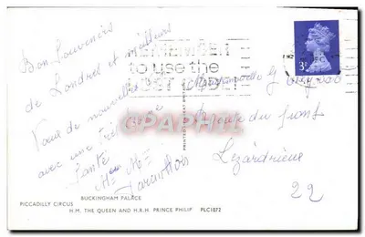 Londres — vista de Piccadilly Circus, Palacio de Buckingham y guardia a caballo — editor Piccadilly Circus — Reverso