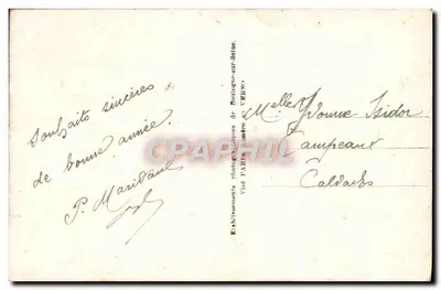 Zimowy krajobraz — Szczęśliwego Nowego Roku — Dix Paris N°2105 — Rewers