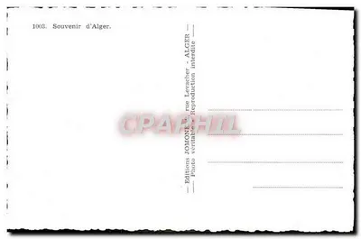 Algier — Souvenir d'Alger — Wydawnictwo Jomone — Rewers