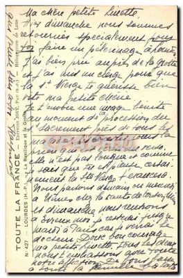 Basylika i jaskinia w Lourdes — Wydawnictwo JOYE, N° 427 — Rewers