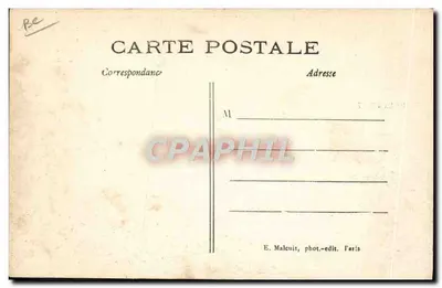Partida do Conde de LAMBERT em seu avião Wright para seu famoso raid Juvissy-Tour Eiffel e retorno em 49 m em 18 de outubro de 1909 — E. Malcuit, fot.-edit. Paris — Verso