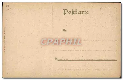 Die Bäckertaufe — historische Karikatur — Lith & Druck von E. Hrader, Nürnberg — Rückseite