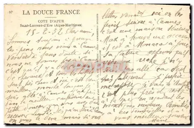 Saint-Laurent-d'Èze — Côte d'Azur — Editor: La Douce France — Verso
