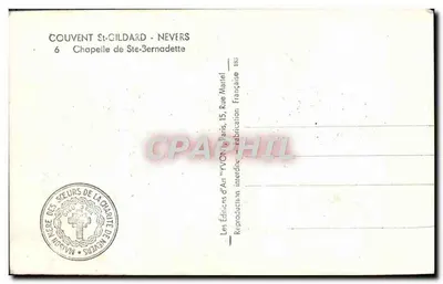 Kaplica św. Bernadett — Klasztor św. Gildarda, Nevers — Wydawnictwo Sztuki Yvon Martel — Rewers