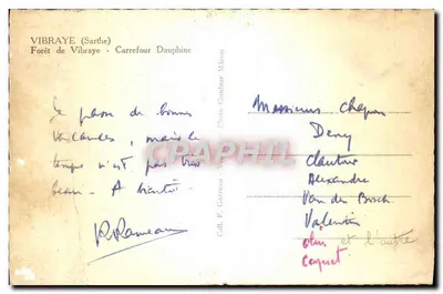 Bilhete postal moderno Vibraye Floresta de Vibraye Cruzeiro da Dauphine — Verso