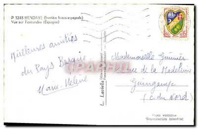 Vista de Fontarabie (Espanha) — fronteira franco-espãñola — L. Lavielle, editor, n° P 1248 — Verso