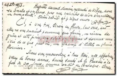 Dziewczyna w stroju tradycyjnym — Nice — wydawca C. HENRY, nr 54 — Rewers