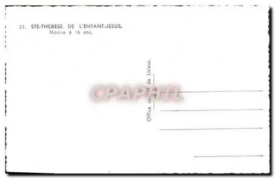 Siostra Teresia z Dziecka Jezus — Nowicjuszka w wieku 16 lat — Office central de Lisieux — Rewers