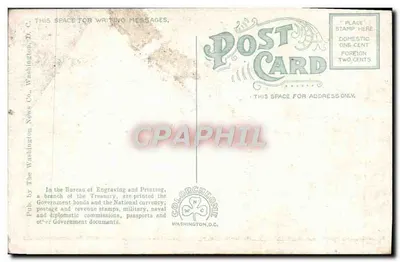 Bureau de Gravura e Impressão — Washington, D.C. — Pub. por The Washington News Co. — Verso