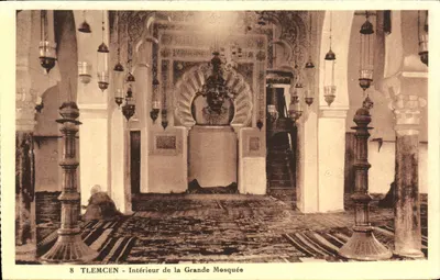 Tlemcen — Interior da Grande Mesquita — Edição Séraphin-Tlemcen, n°8