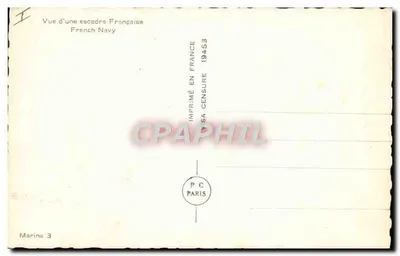 Widok floty francuskiej — Marynarka Francuska — Morska 3 — wydruk w Francji 1945 — Rewers