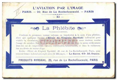 Bilhete postal antigo Avião Aviação Pequeno monoplane Bleriot Tipo Traversée da Manche — Verso