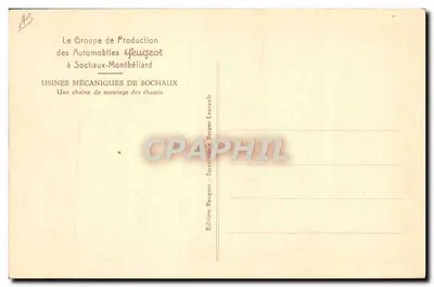 Fabbriche meccaniche Peugeot a Sochaux-Montbéliard — catena di montaggio dei telai — Edizione Peugeot, Tipografia Berger-Levrault — Verso