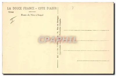 Route de Nice à Sospel — Vue panoramique des montagnes — Édition Yvon, n°7/145 — Rewers