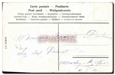 Casal em traje da época — 'Feliz Ano' — J.C. PARIS — Verso