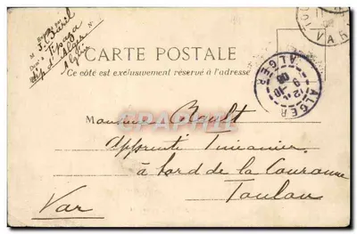 En pays arabe, un gourbi — scène de vie quotidienne — J. Geiser, Alger, n° 384 — Verso
