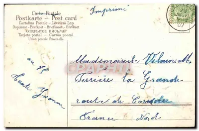Violets dans un vase — Souvenir — éditeur non visible — Verso