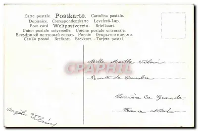 Krajobraz wiejski z domem — dekoracyjny ramka z miodowców — wydawca nie widoczny — Rewers