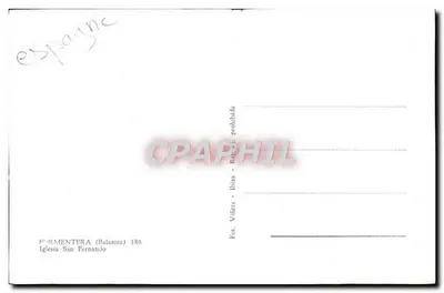 Bilhete postal moderno Pormentera Igreja de San Fernando — Verso