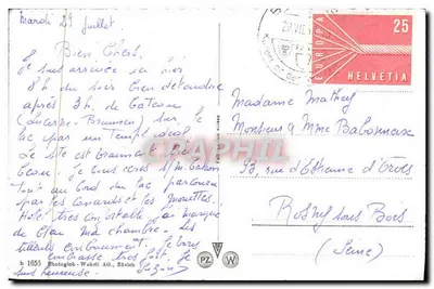 Fontanna na jeziorze Vierwaldstättersee — widok z hoteli Métropol i Eden — Photoglob-Wohrli AG, Zurych — Rewers