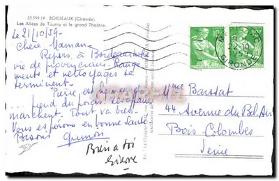 A Cegonha — Praça da Bolsa, Bordeaux — Edição André Léonard, série 33.999.19 — Verso