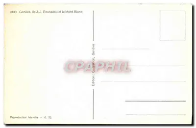 Genebra, Ilha-J.-J. Rousseau e o Mont-Blanc — Edição C. Bartoni, Genebra — Verso