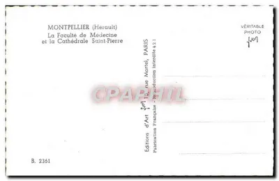 Montpellier (Hérault) — De Faculteit Geneeskunde en de Sint-Pieterkathedraal — Editions d'Art Marrel, Paris — Achterkant