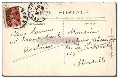 Marinha Militar Francesa — Canoa maior conduzindo oficiais à terra — Edição Petit Coopéral, Toulon — Verso