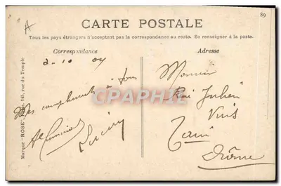 Delagrange em biplano — voo em Issy-les-Moulineaux, 6 de setembro de 1908 — editor Rose, n°22 — Verso